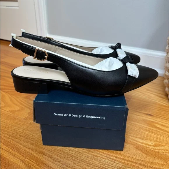 Black leather sling backs - Picture 6 of 10